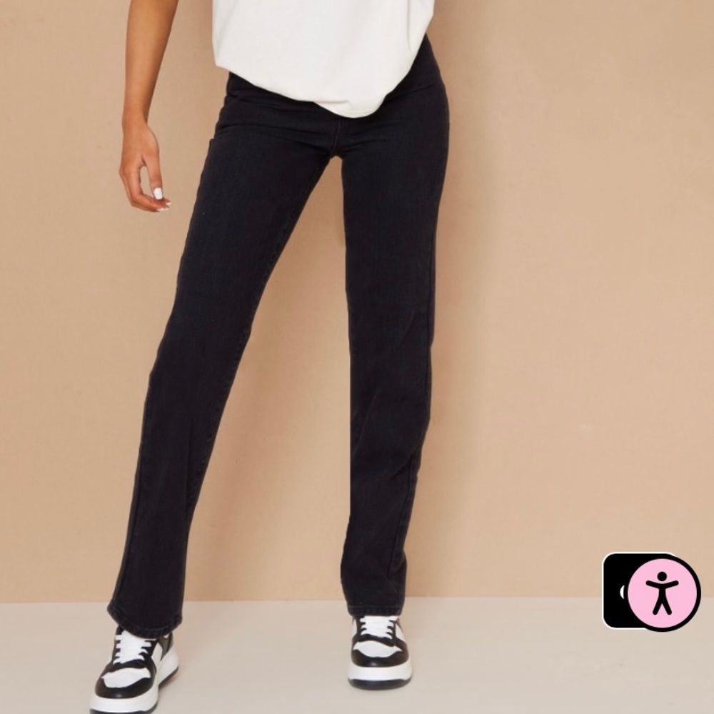Pretty Little Thing Tall Black Straight Leg Jean